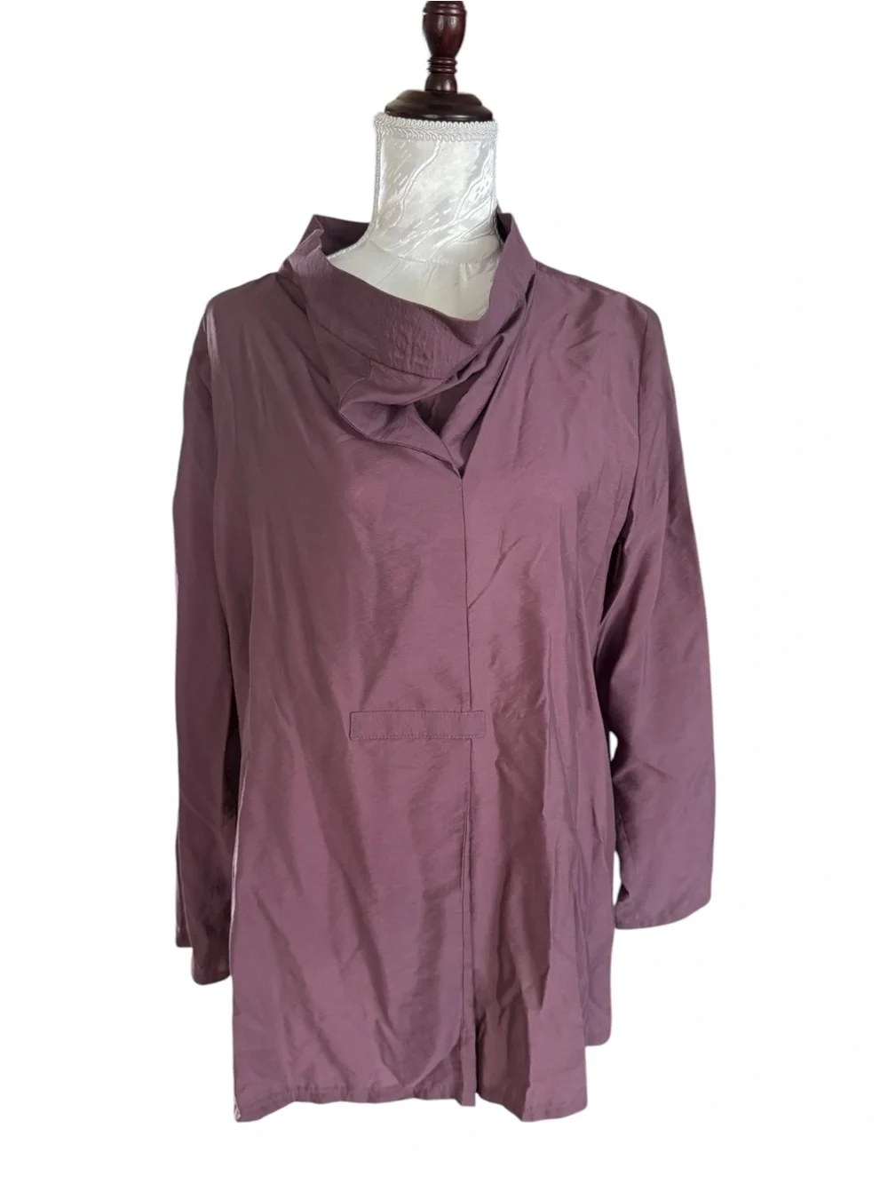 Relaxed Draped Collar Blouse Jacket - Mauve